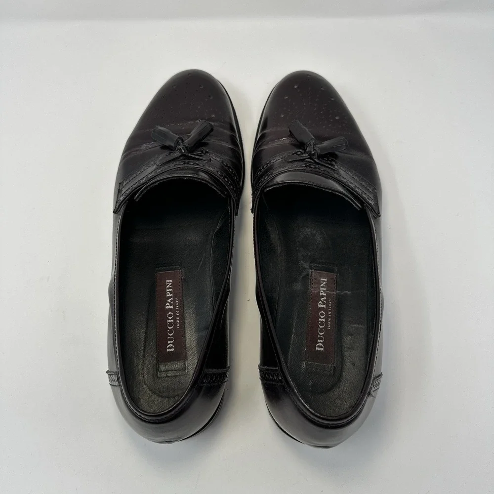 DUCCIO PAPINI Men 9.5 M Burgundy Tassel Loafer‎ Shoe's Handmade in Italy